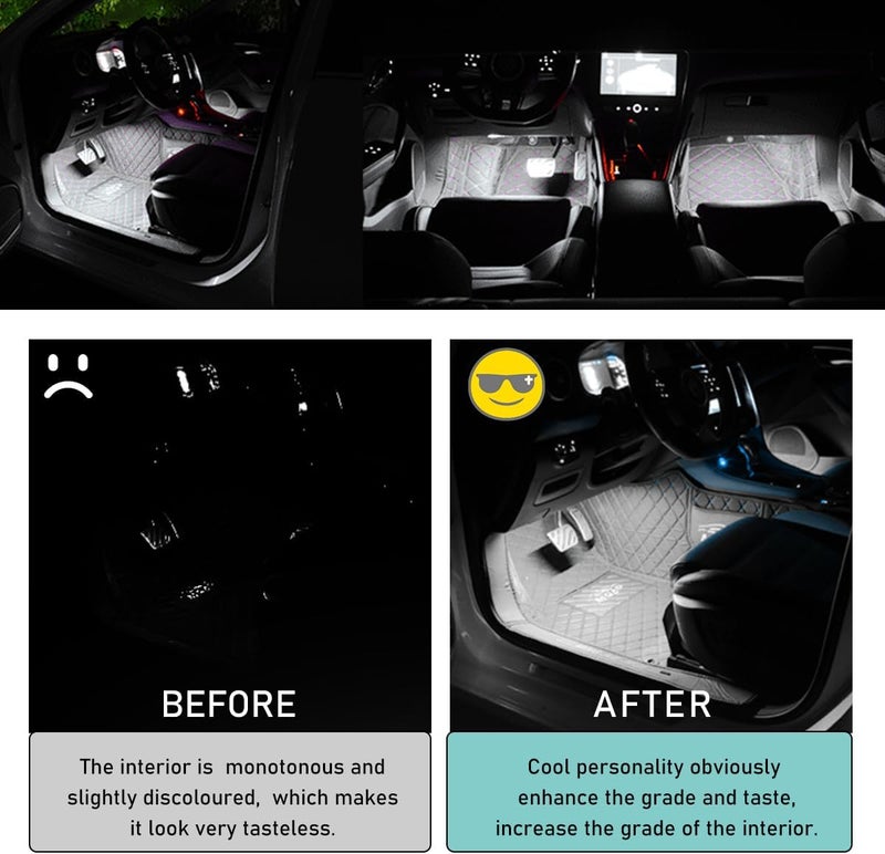 Yourkar Car LED Strip Light, 24 LED Auto Interior Under Dash Atmosphere Lights with USB Port, Vehicle Decor Lamp Ambient Night Light Strip Lighting Kit, Universal Car Accessories (White) - Image 5